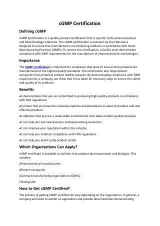 cGMP Certification 2