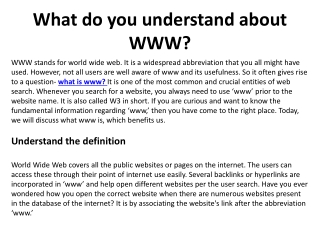 What do you understand about WWW