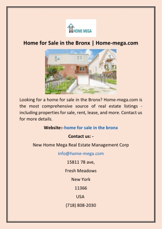 Home for Sale in the Bronx | Home-mega.com