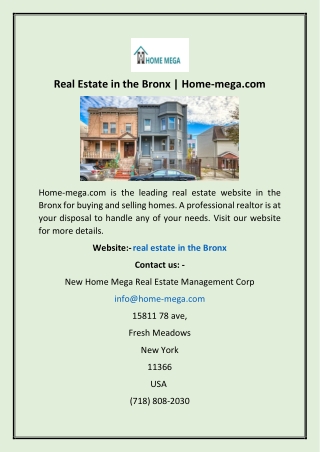 Real Estate in the Bronx | Home-mega.com