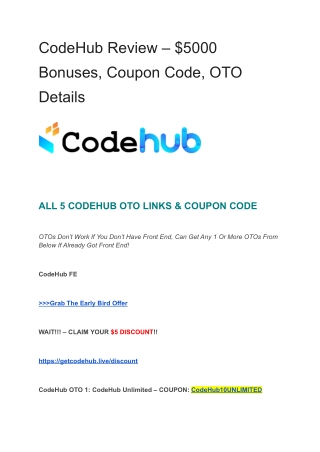 CodeHub Review – $5000 Bonuses
