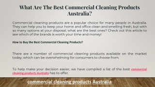 What Are The Best Commercial Cleaning Products Australia
