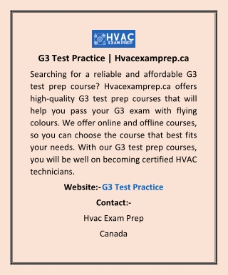 G3 Test Practice | Hvacexamprep.ca