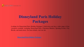 Disneyland Paris Holiday Packages | Gold-crest.com