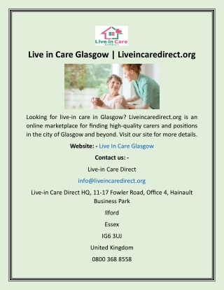 Live in Care Glasgow  Liveincaredirect.org