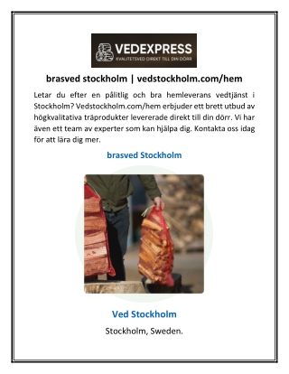 brasved stockholm | vedstockholm.com/hem