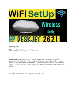 Installation of software and Printer driver