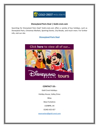 Disneyland Paris Deal  Gold-crest.com