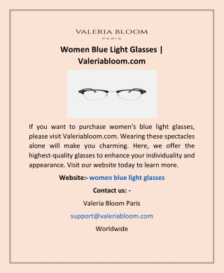 Women Blue Light Glasses | Valeriabloom.com