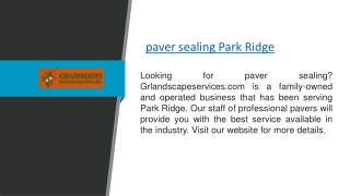 Paver Sealing Park Ridge  Grlandscapeservices.com