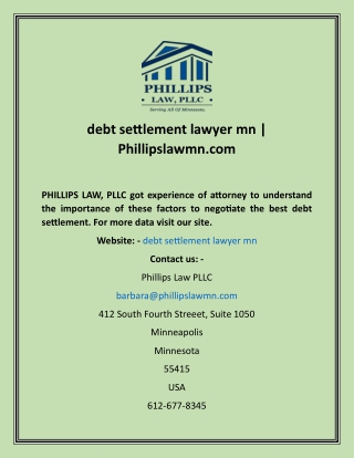 debt settlement lawyer mn   Phillipslawmn