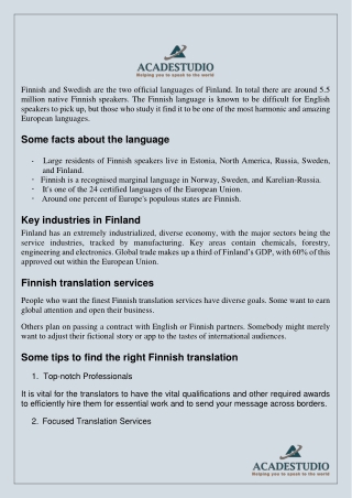 Some tips to find the right Finnish translation