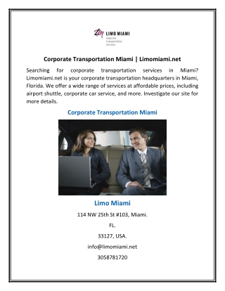 Corporate Transportation Miami | Limomiami.net