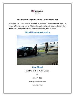 Miami Limo Airport Service | Limomiami.net