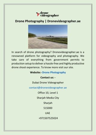 Drone Photography | Dronevideographer.ae