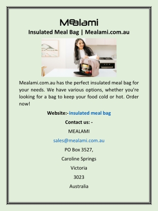 Insulated Meal Bag | Mealami.com.au