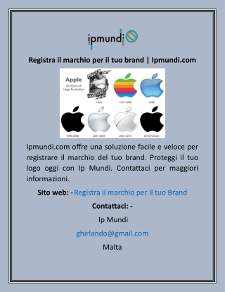 Registra il marchio per il tuo brand  Ipmundi