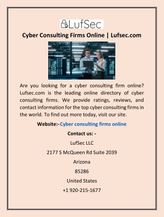 Cyber Consulting Firms Online | Lufsec.com