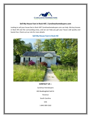 Sell My House Fast in Rock Hill  Carolinashomebuyers.com