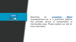 Crossdock Miami  Crossdockmiami.net