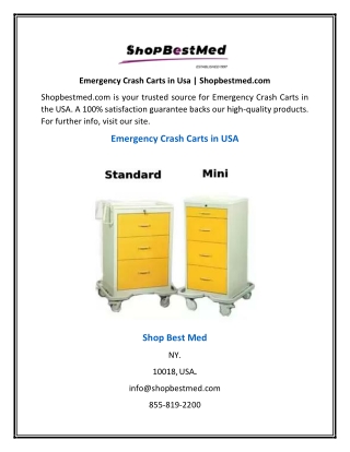 Emergency Crash Carts in Usa | Shopbestmed.com