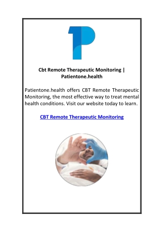 Cbt Remote Therapeutic Monitoring Patientone.health