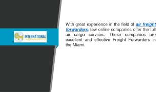 Effective Air Freight Forwarders in Miami