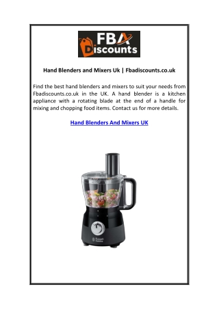 Hand Blenders and Mixers Uk  Fbadiscounts.co.uk