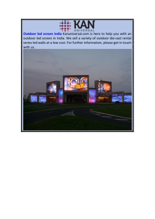 Outdoor Led Screen India  Kanuniversal.com