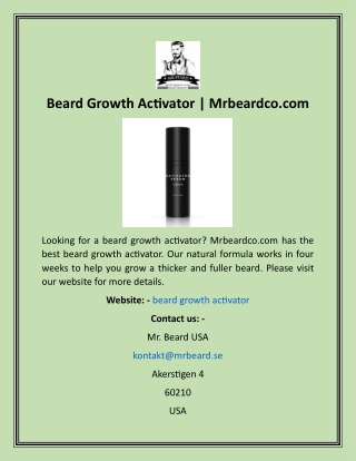 Beard Growth Activator  Mrbeardco