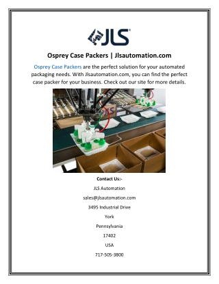 Osprey Case Packers  Jlsautomation