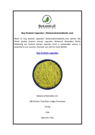 Buy Kratom Capsules  Botanicalremediesllc.com