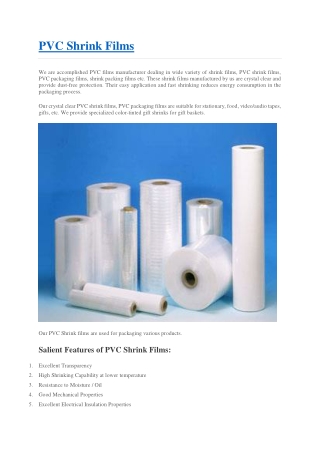 PVC Shrink Films