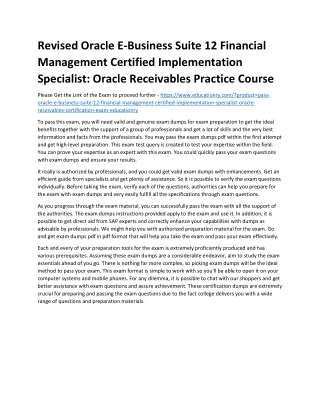 Oracle E-Business Suite 12 Financial Management Certified Implementation Special