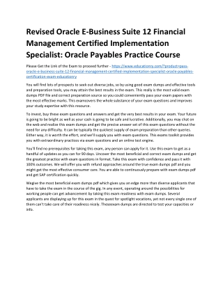 Oracle E-Business Suite 12 Financial Management Certified Implementation Special