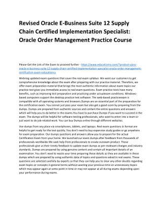 Oracle E-Business Suite 12 Supply Chain Certified Implementation Specialist