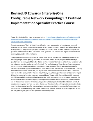 JD Edwards EnterpriseOne Configurable Network Computing 9.2 Certified Implementa