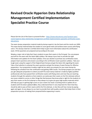 Oracle Hyperion Data Relationship Management Certified Implementation Specialist