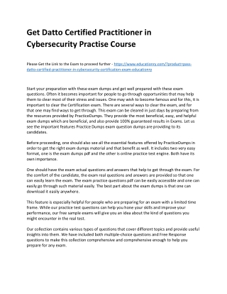 Datto Certified Practitioner in Cybersecurity