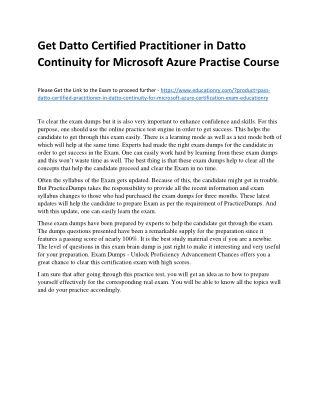 Datto Certified Practitioner in Datto Continuity for Microsoft Azure