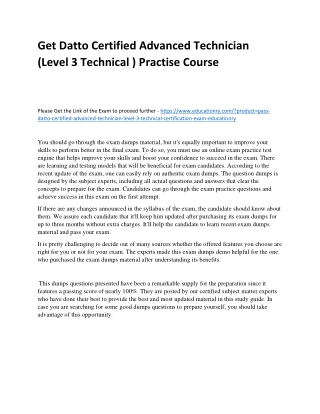 Datto Certified Advanced Technician (Level 3 Technical )