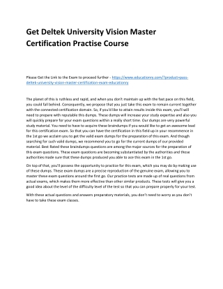 Deltek University Vision Master Certification