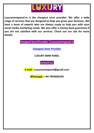 Cheapest Smm Provider