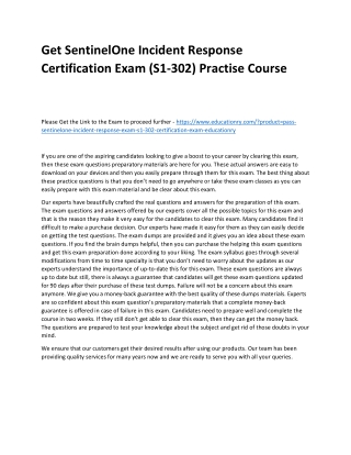 SentinelOne Incident Response Certification Exam (S1-302)