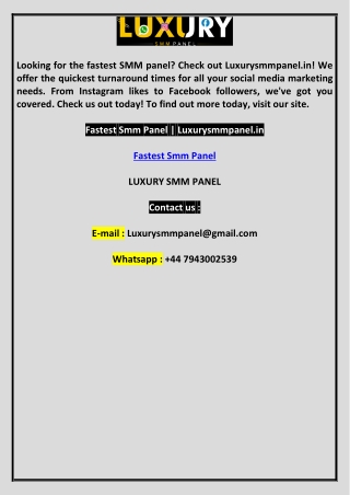Fastest Smm Panel