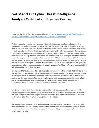 Mandiant Cyber Threat Intelligence Analysis Certification