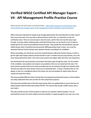 WSO2 Certified API Manager Expert - V4 - API Management Profile