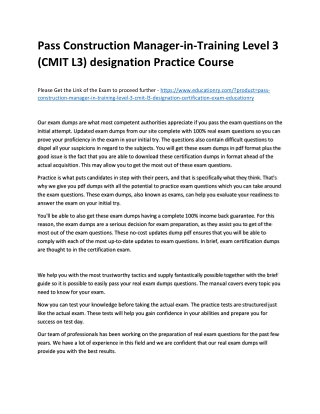 Construction Manager-in-Training Level 3 (CMIT L3) designation