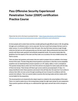 Offensive Security Experienced Penetration Tester (OSEP) certification