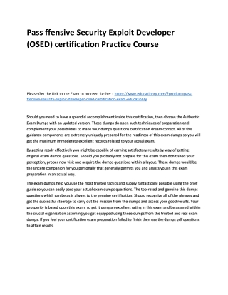 ffensive Security Exploit Developer (OSED) certification